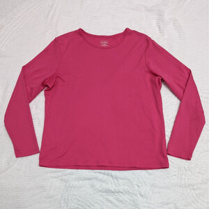 L.L. Bean Women's Boat Neck Long Sleeve Shirt Coral Pink L-Reg Supima Cotton